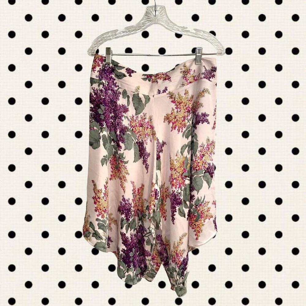 Y2k vintage floral 100% silk low waisted midi skirt